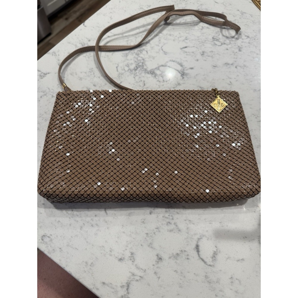 Vintage Whiting and Davis Beige Mesh Cross Body Bag. Perfect Condition. Gorgeous
